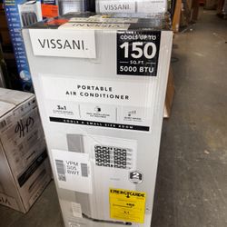 Vissani 5,000 BTU (DOE) 115-Volt Portable Air Conditioner Unit Cools up to 150 sq. ft. with Dehumidifier and Remote in White