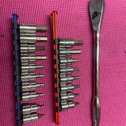 Matco Tools Ratchet And Allen Socket Sets   METRIC and SAE    Keywords : Marco tools, Mac tools, SnapOn tools snap on lifetime warranty, standard, met
