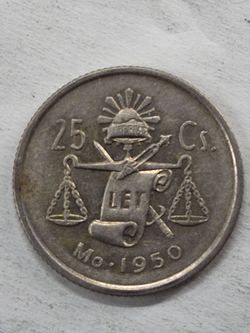 1950Mo. Mexico 25 Centavos Plata VF
