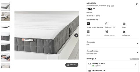 IKEA Full Size MORGEDAL Mattress Firm— DTLA Pickup