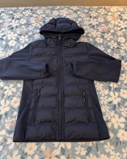 Adidas 32 Degrees Heat Puffer Hooded. Soft stretch jacket. Sz Small