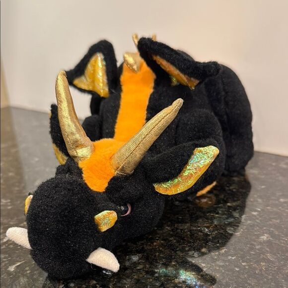 GANZ Webkinz Lava Dragon Black And Orange 10" Plush Stuffed Animal