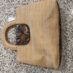 Straw and Snake Skin Purse 