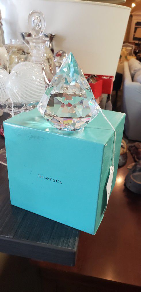 Tiffany & Co.  Crystal Diamond Shaped Paperweight