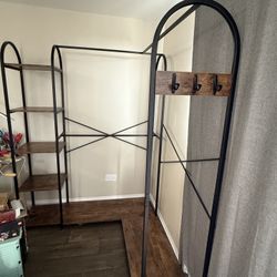 Bookshelf & Open Wardrobe (L-shaped) | Wood & Metal Frame 