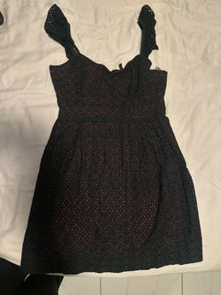 Naf Naf Black Eyelet Lace Dress with Red Lining