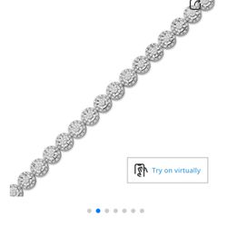 Diamond Halo Line Bracelet 1/2 ct tw Sterling Silver 7"