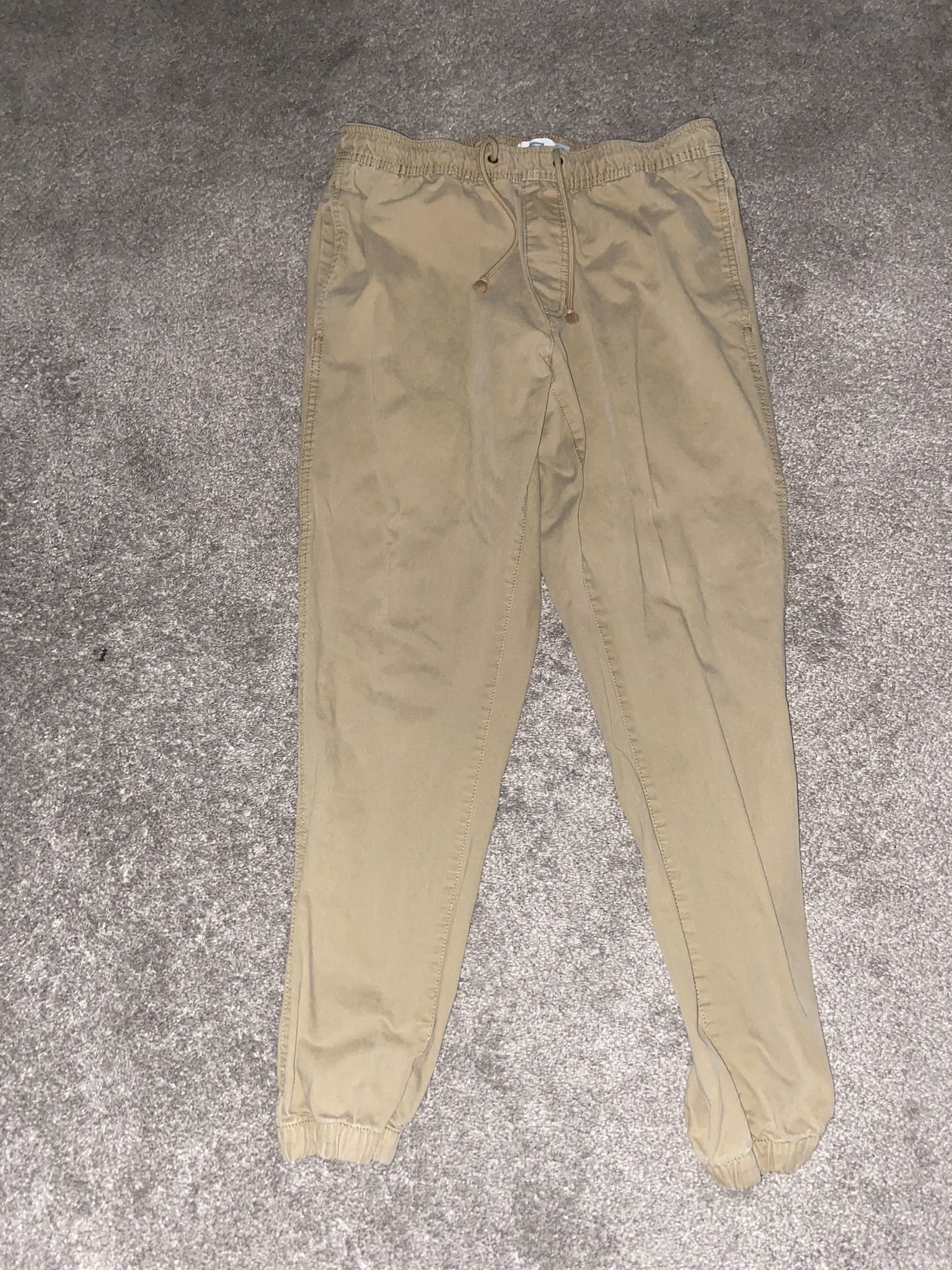 Old Navy Modern Jogger Pants Men's Medium Light Khaki Built-In Flex Drawstring