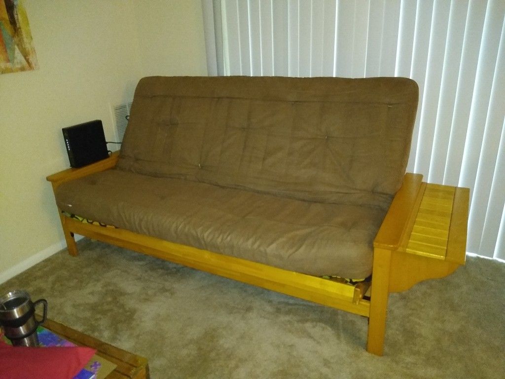 Solid oak futon sofa bed