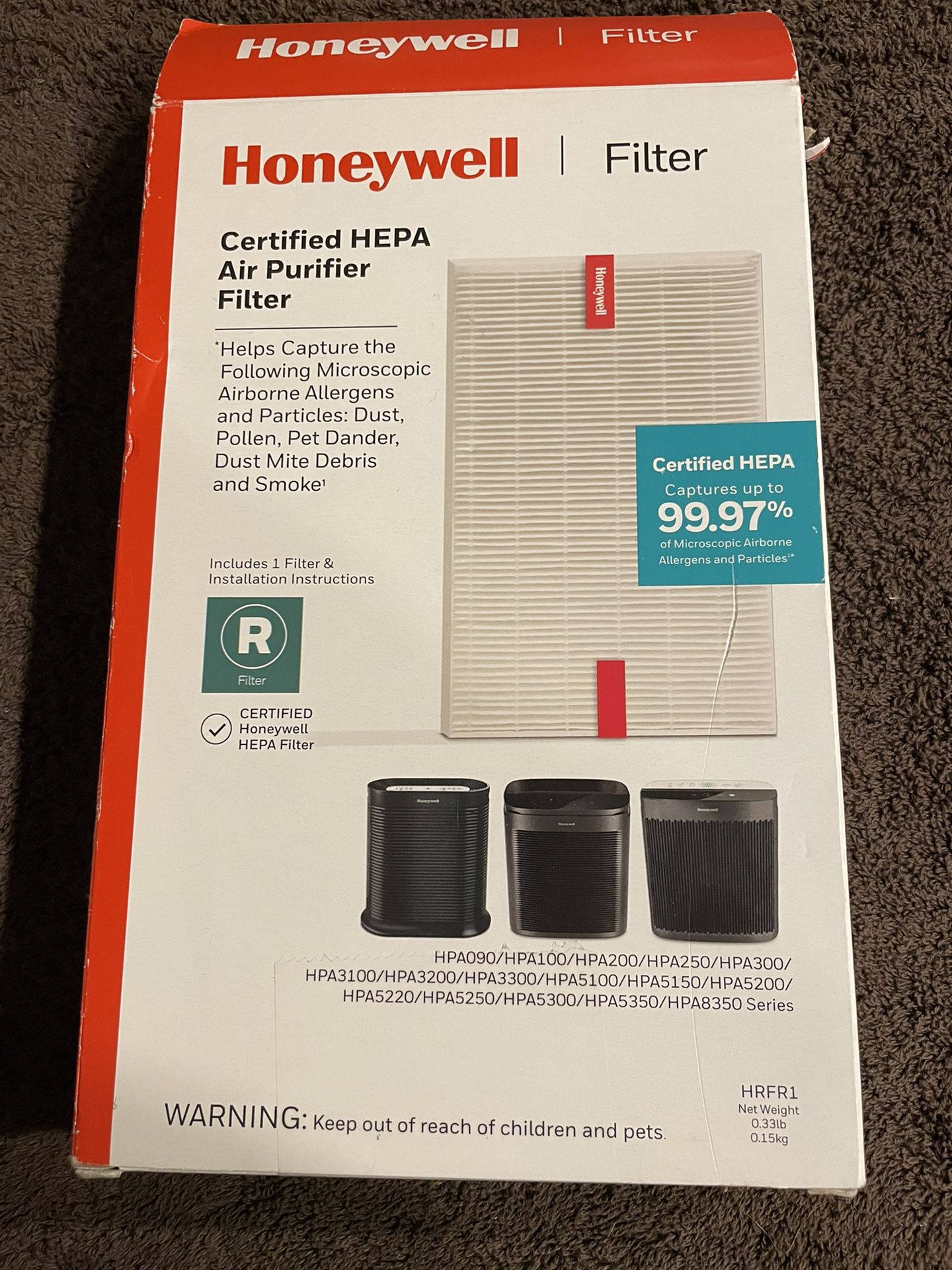 Honeywell HEPA Air Purifier R Filter –for HPA 100/200/300 and 5000 Series, HRF-R1, 1 Pack