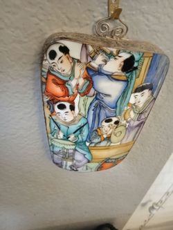 Hand painted Porcelain Chinese Silver backed and rim wall hanging
