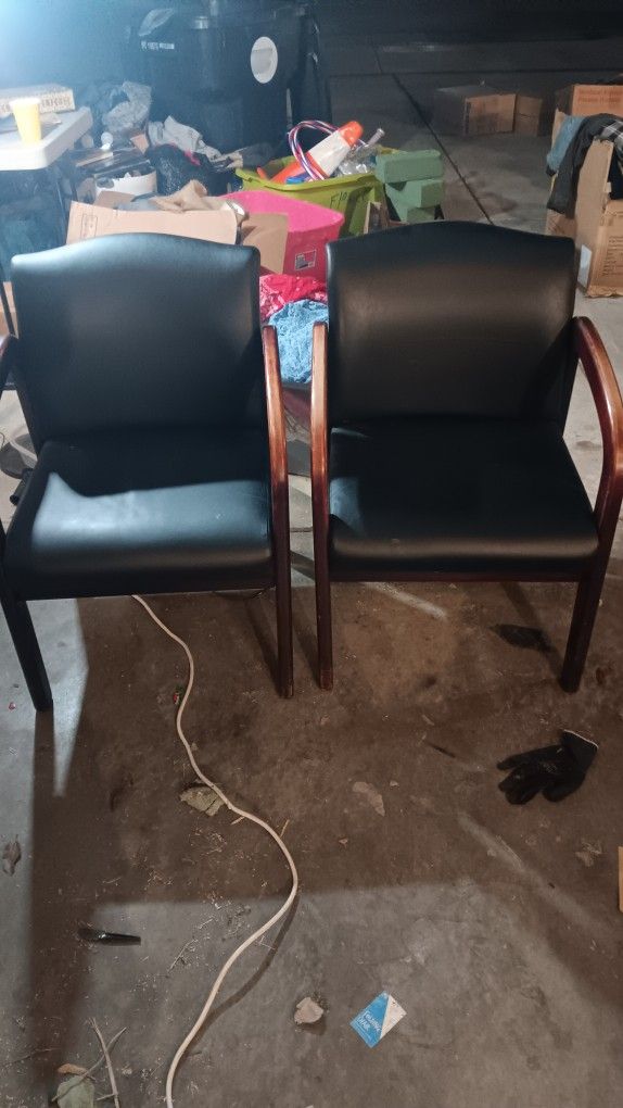  2 Beautiful  Black Leather Office Chairs 