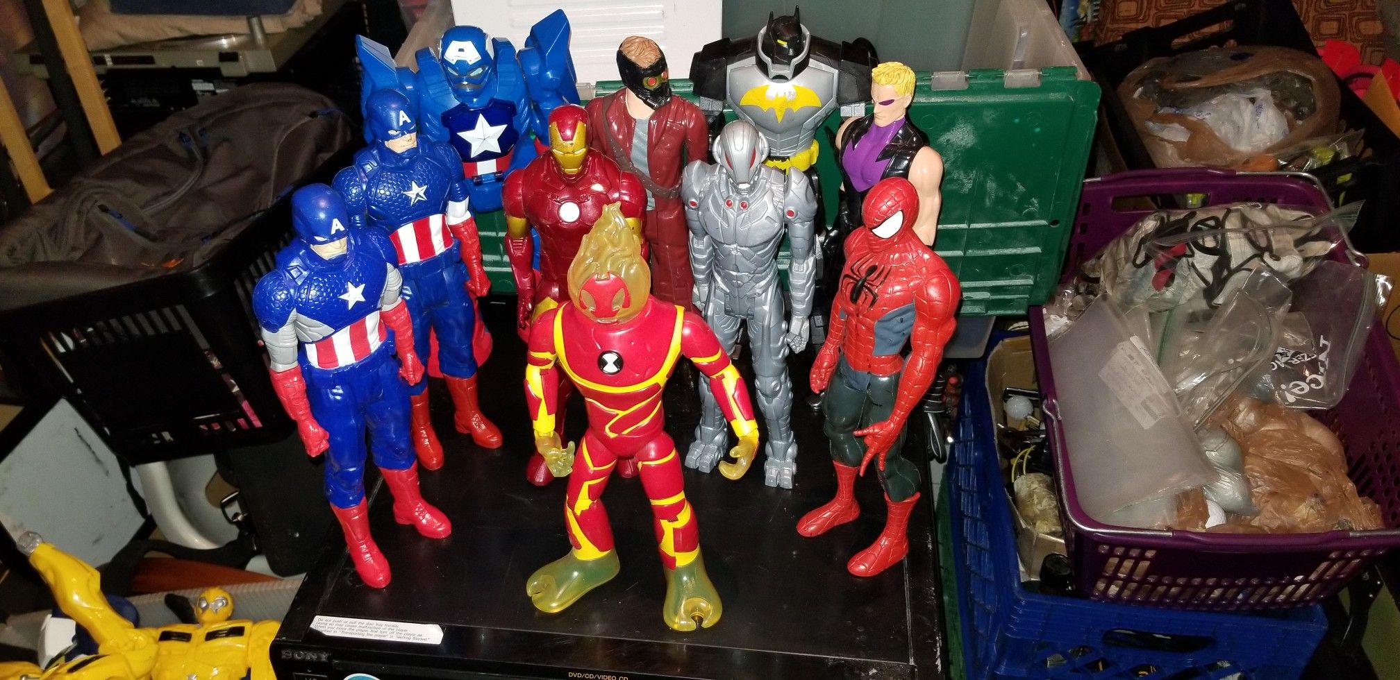 Lot of (10) 12" Action Figures Iron Man Capt America Spiderman etc...