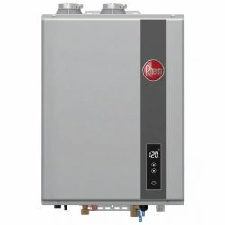 Rheem RTGH Series 8.4 GPM Natural Gas Tankless Water Heater Indoor | 157,000 BTUs Super High Efficiency On Demand, Continuous Hot Water | Condensing U