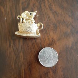 Mouse In Teacup Brooch