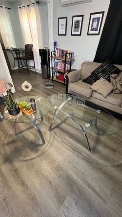 Modern Glass Coffee Table with side table