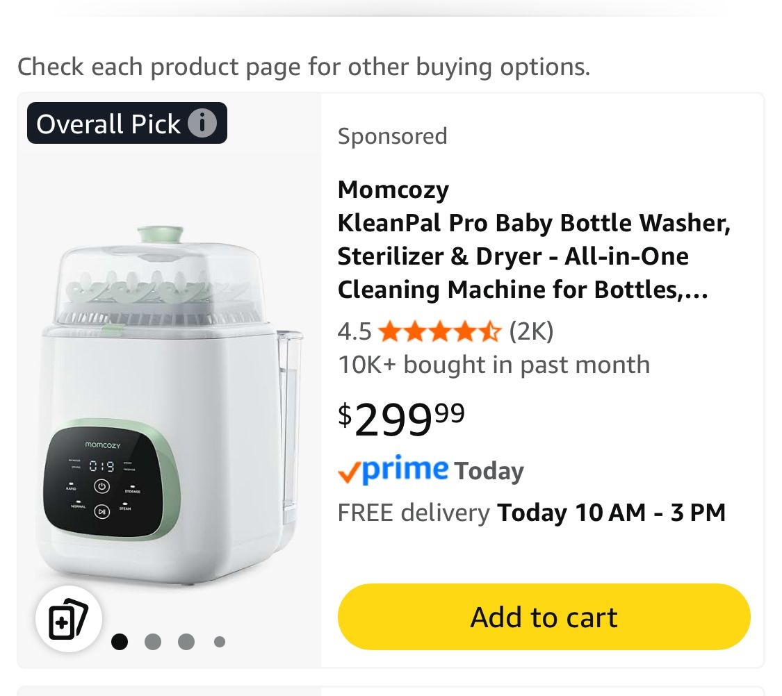 Momcozy Kleanpal Pro Baby Bottle Washer Sterilizer And Dryer