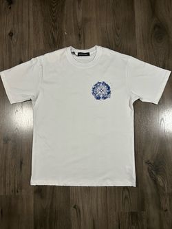 Chrome Hearts White Shirt with Flaming Blue Horseshoe