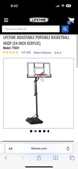 LIFETIME ADJUSTABLE PORTABLE BASKETBALL HOOP (54-INCH ACRYLIC)