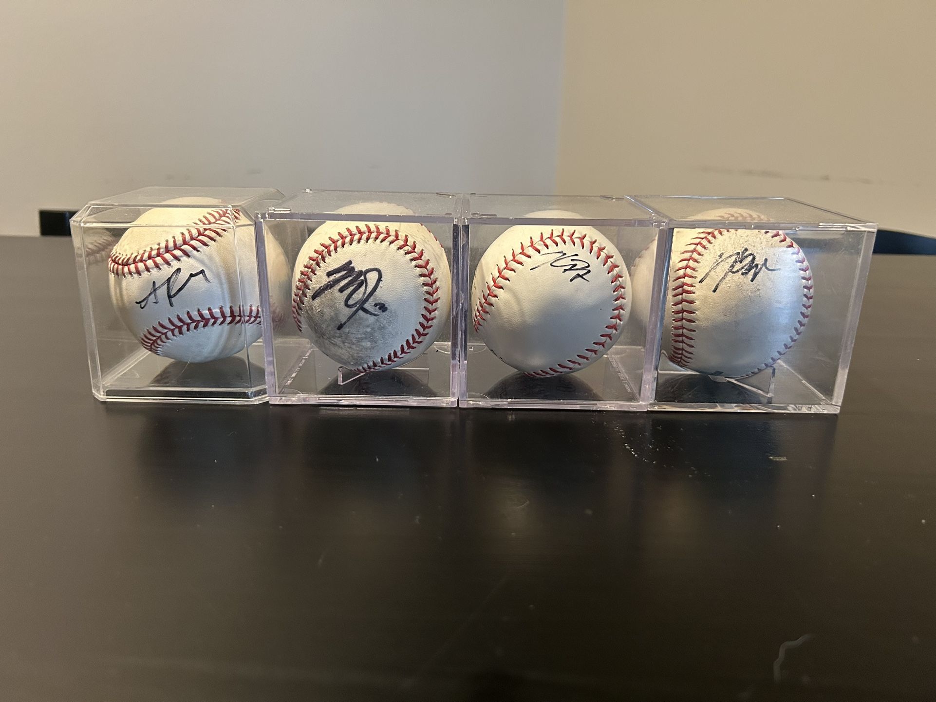 4 Autographed MLB Baseballs: Mike Trout, Kris Bryant (x2), Addison Russell