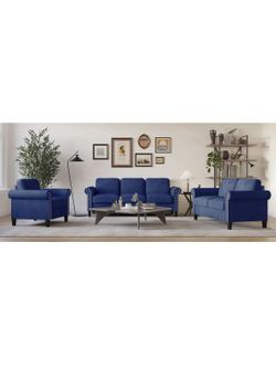 Blue Fabric Accent Chair