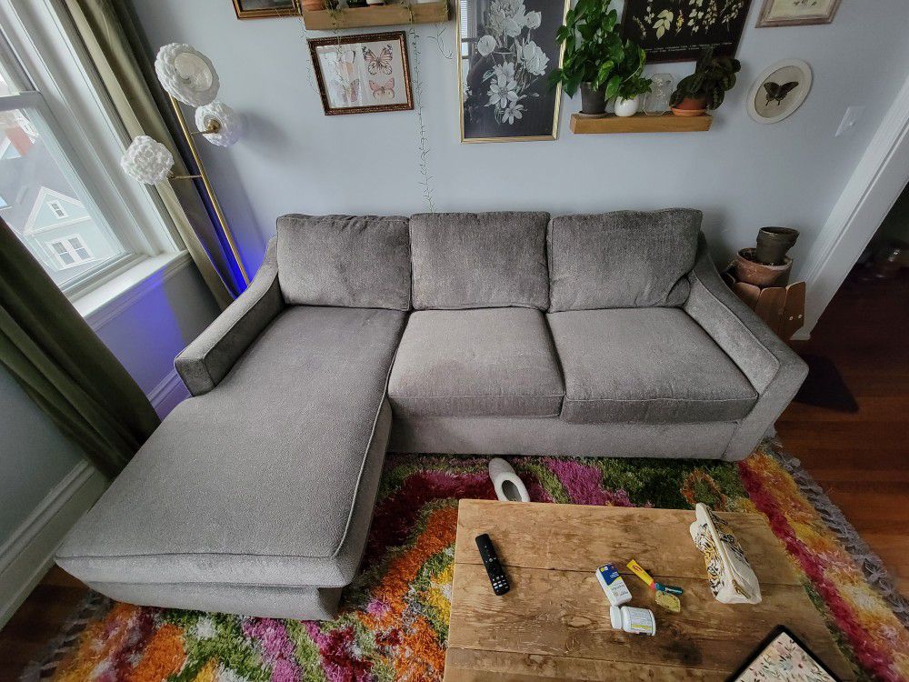 Gray Sofa Three Seat With Chaise
