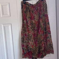 Chic Floral and Leopard Print Midi Skirt