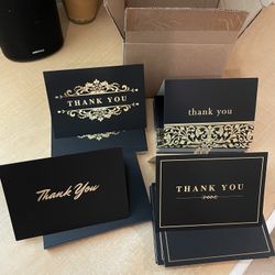 New 100 Count Black/Gold Thank You Cards 