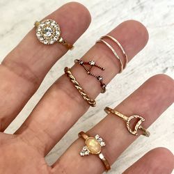 Gold Tone Ring Bundle Of 6