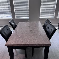 Trever Dining Table & Tufted Upholstered Side Chairs 