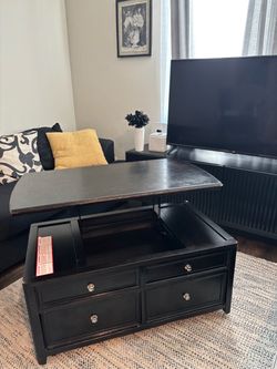 Black Lift-Top Coffee Table with Drawers