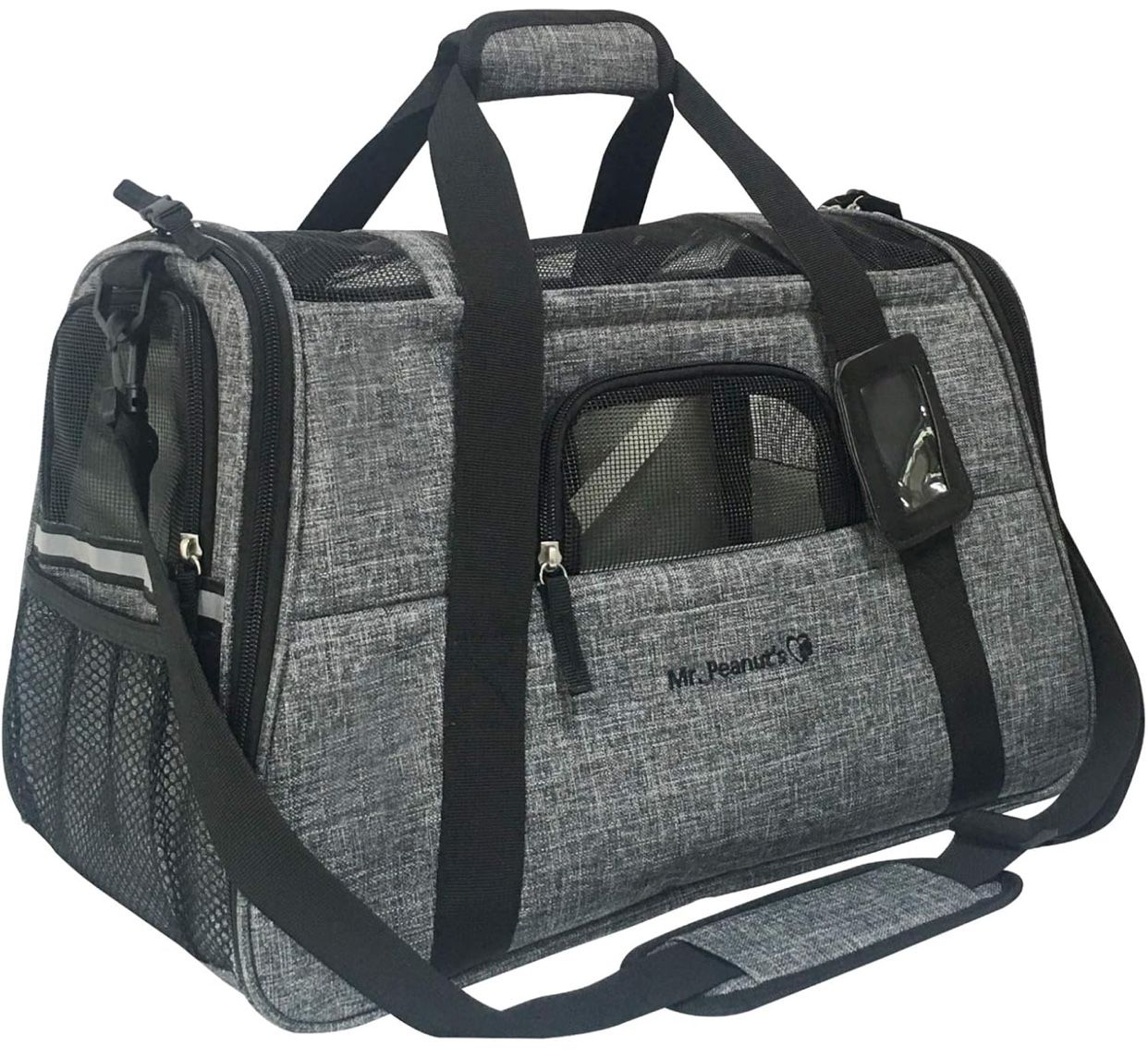 Airline Approved Pet Carrier, Tall Profile Soft Sided Luxury Travel Tote with Faux Fleece Bedding, Premium Brand Zippers, Under Seat Compliant (Platin