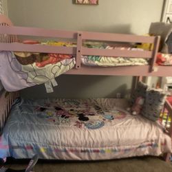 Pink Bunk Bed Twin Size Mattress Included 