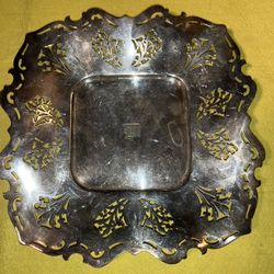 Antique  90 years old - MERIDEN SilverPlate Tray - 11” x 11”