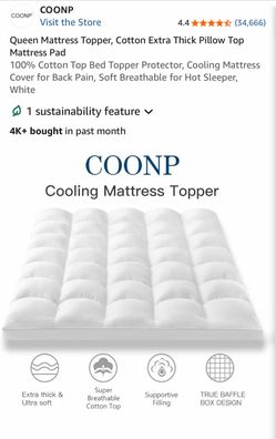 COONP King Size Cooling Mattress Topper