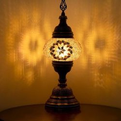 New LARGE 14.5in, Handcrafted Turkish Mosaic Lamp vintage style
