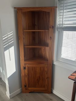 Solid Wood Corner Cabinet with Open Shelves