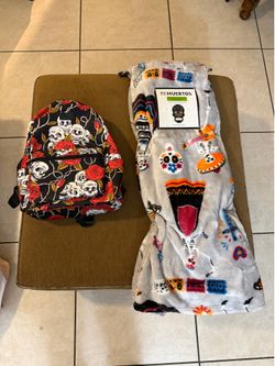 Day of the dead items blanket backpack