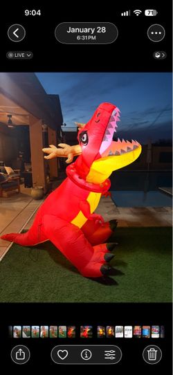 Animated T-Rex Dinosaur Inflatable, Moving Head- 6.2 FT High