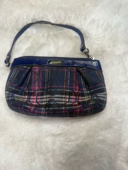 Coach Plaid Wristlet Clutch Bag