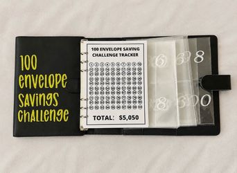 100 Envelope Savings Challenge Budget Binder w/ Zipper Cash Envelopes
