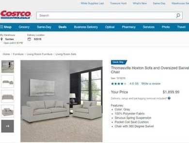 New_Open Box_Costco Thomasville Hoxton Sofa and Oversized Swivel Chair