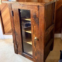 Large Floor Standing Wood Cabinet Locking Glass Door 