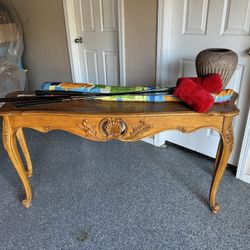 wood console table Ethan Allen 