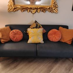 Charcoal blue Modern Futon Sleeper