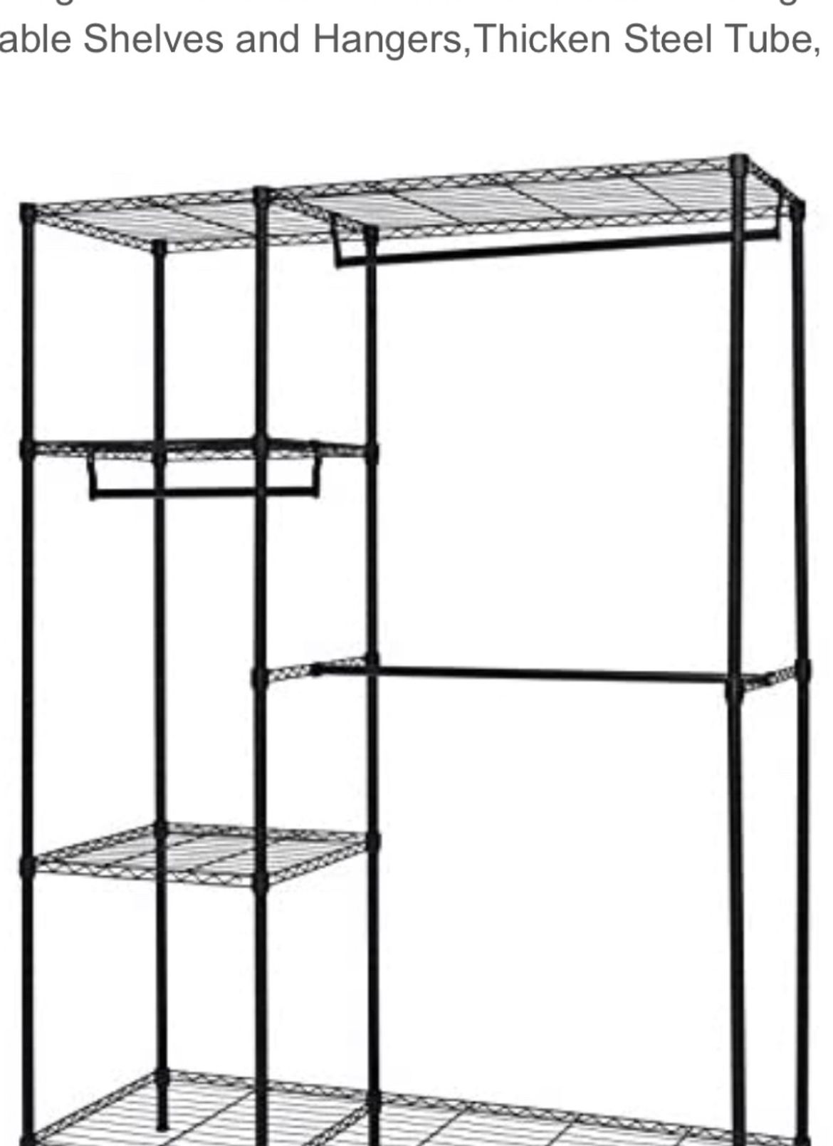 Finnhomy Heavy Duty Wire Shelving Garment Rack for Closet Organizer Portable Clothes Wardrobe Storage with Adjustable Shelves and Hangers,Thicken Stee
