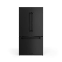 36 Inch 20.3 cu ft French Door Counter Depth Refrigerator with Ice Maker in Black | Gordon Ramsay Series