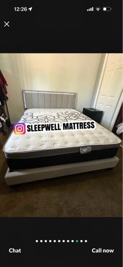 New Queen bed frame with mattress