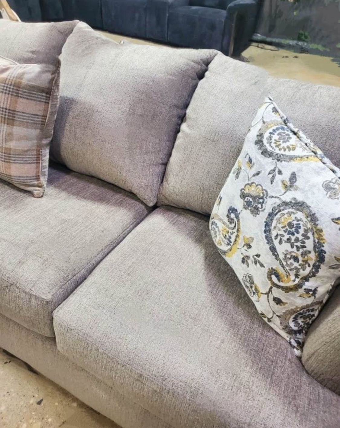 New Fabric Upholstered Beige 2-Piece Sectional