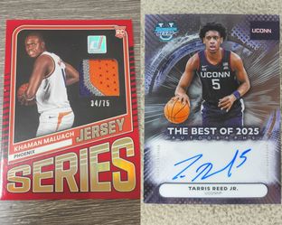 2025-26 Khaman Malauch Donruss Jersey Series Red 3 Color Patch Rookie /75 +
2025-26 Tarris Reed Jr Bowman U Best The Best Of 2025 Autographs Rookie
